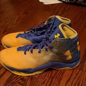 Under Armour Steph curry Mens Blue and Yellow High-Top Sneakers